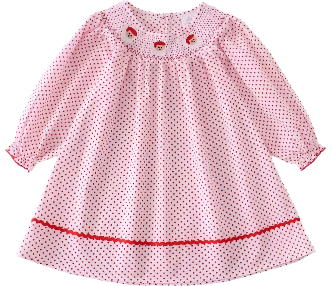 Smocked Santa Dress polka dot (final sale)