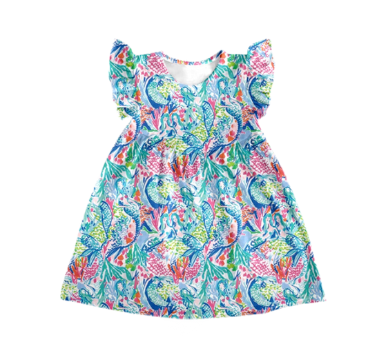 Mermaid watercolors dress (final sale)