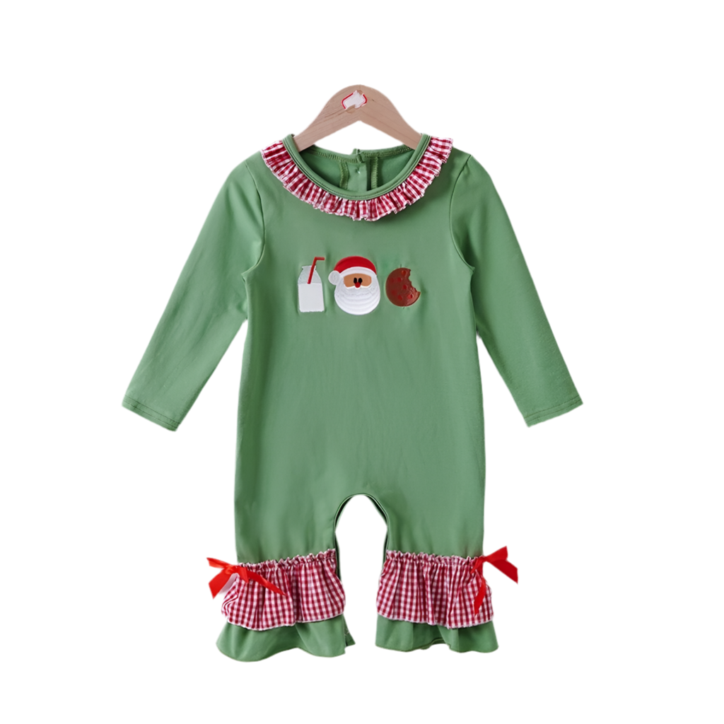 Santa cookies and milk girl romper