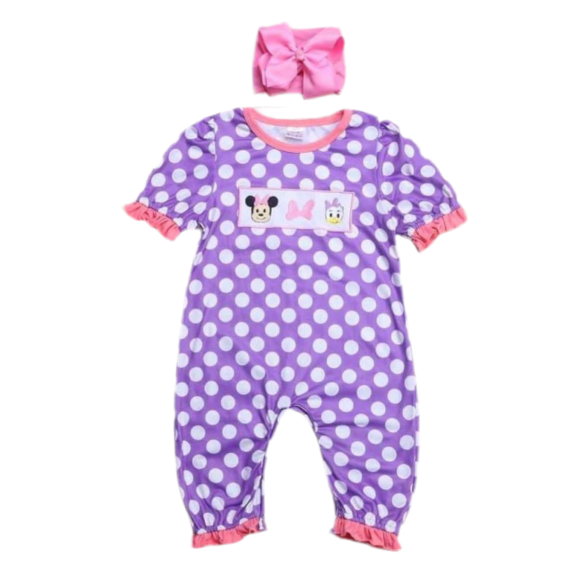 Magical Friends - Pink and Purple Polka Dot Girl Romper