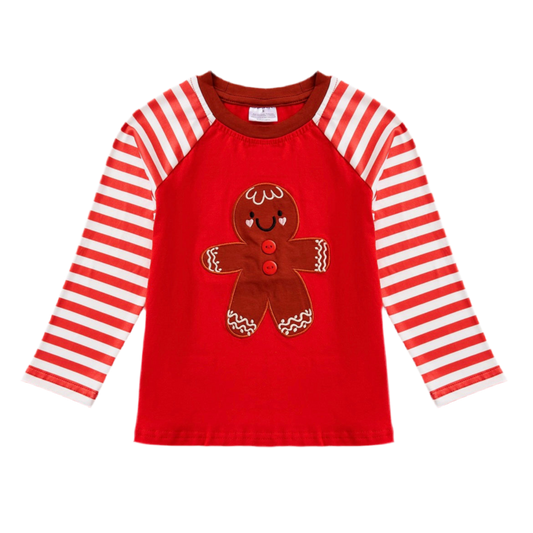 Embroidery appliqué gingerbread collection - boys shirt