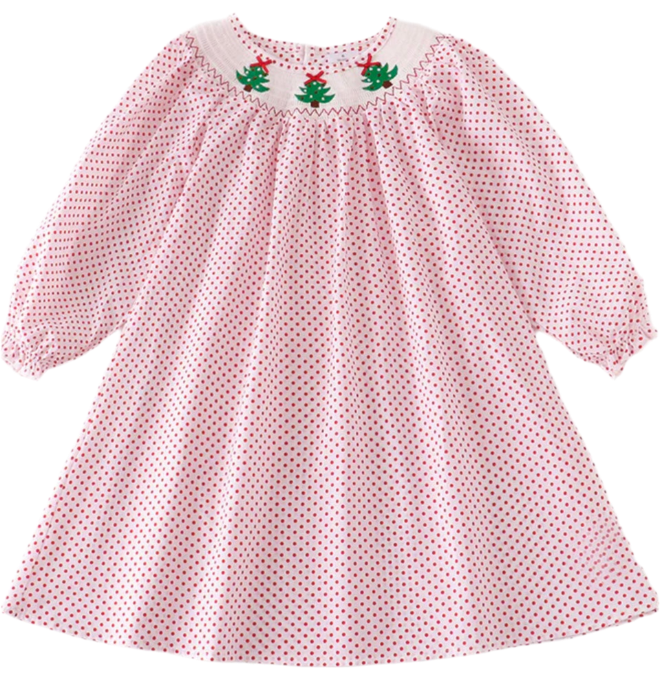 Smocked Christmas trees dress