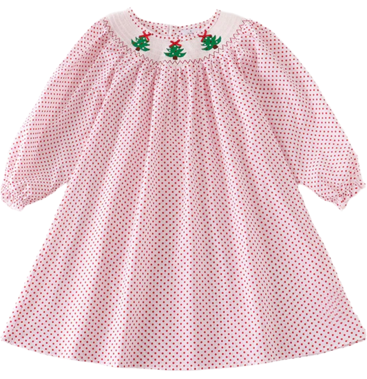 Smocked Christmas trees dress